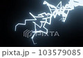 黒い背景に光る青白い雷 103579085