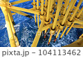 Offshore construction platform for production oil and gas. Oil and gas industry and hard work. Production platform and operation process by manual and auto function from control room. 104113462