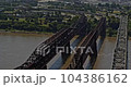 Memphis Tennessee Aerial v26 pan left shot from harahan, frisco, arkansas bridges over mississippi river reveals the pyramid in distance - Shot with Inspire 2, X7 camera - August 2020 104386162