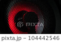 Closeup at moving sub-woofer. Speaker part music. 104442546