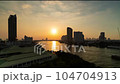 unset on the Chao Phraya River in the city of Bangkok, Thailand 104704913