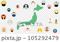 Customer image, Japanese map and person icon spread all over Japan 105292479