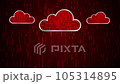 3D red cloud glowing shining with red binary code encryption data, Privacy security protection network encode decode online access concept 105314895