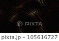 Dynamic particles sound neon flow wave flowing over dark. Beautiful shiny brown wave shaped array of glowing dots. Modern cyber light data technology. Future mesh or sound grid.  105616727