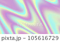 Holographic wave in motion. Abstract trendy rainbow holographic background in 80s style. Blurred texture in violet, pink, mint and yellow colors. Pastel colors. 105616729
