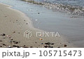 Gentle waves crashing against the sandy beach of the beautiful transparent sea. 105715473
