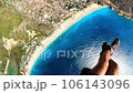 legs paraglider flying over the sea on sunset in Oludeniz view from gopro 106143096