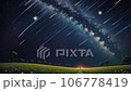 Summer meadow, Milky Way, and shooting stars generative AI 106778419