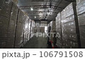 Production warehouse. Storage of finished products in boxes and plastic packages. Hangar, product distribution, sales 106791508