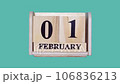 綠屏視頻，使用木製日曆顯示閏年 2 月 1 日至 2 月 29 日的延時圖像。 106836213