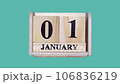 綠屏視頻顯示木製日曆上從 1 月 1 日到 1 月 31 日的日期。 106836219