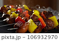 Grilled barbecue at home. Electric grill, grilled meat, barbecue, kebab 106932970