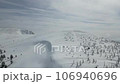 Aerial drone shot of the frost-covered forest at Zao Onsen Ski Resort 106940696