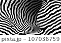 animation - Black and white psychedelic optical illusion. Abstract hypnotic animated background.  107036759