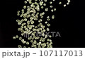 黑色背景上散落的黃色玻璃球 107117013