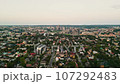 Flying over Vilnius, over the Zhirmunai district to downtown and the city center. Lithuania 107292483
