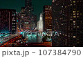 Nighttime Aerial Timelapse of Downtown Chicago. Trump Tower. 107384790