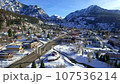 Snowy Colorado Mountain Town Drone Approach 107536214