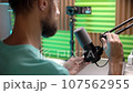 A video blogger records content in his studio 107562955