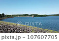 Lake Sayama and the water intake tower on a sunny summer day 107607705