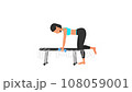 Tricep dumbbell flick back exercise tutorial. Female workout on mat 108059001