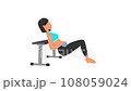 Dumbbell hip thrust exercise tutorial. Female workout on mat 108059024