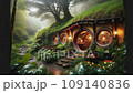 雨の日のホビット村の風景。 AI生成の動画素材 [109140836]