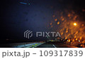 夜の高速道路から見える雷光(スロー再生) 109317839