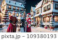 New Year's holidays in a small town, created with the help of artificial intelligence. 109380193