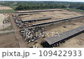 The cows are in the stall. Dairy farm. Aerial view 109422933