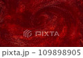 Atmospheric chaotic movement of gold particles in red liquid. Impressive spectacle of shimmering shiny particles in fluid motion. Abstract flaming moving background in 4K resolution.  109898905
