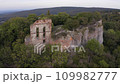 Aerial drone footage of the old Pajstun Castle ruins in autumn, Slovakia 109982777