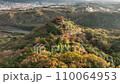 Aerial view of autumn leaves at Naegi Castle ruins 110064953