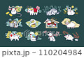 Cute zodiac hand-drawn loop animation set. New Year's material. white animals. 110204984
