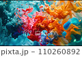 Colorful liquid explosion under water. Abstract backdrop with color splashes. Underwater explosion paint. 110260892