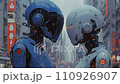 向き合うロボット,Generative AIの動画素材