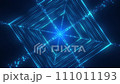 Fantastic futuristic glowing stylish background of rotating animated sci-fi blue particles.  Fairy tale blurred stardust with bright light in the center. 111011193