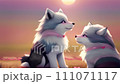 Animation of two friendly puppies 111071117