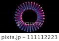 3D holographic loop animation of a circle with moving, colorful plates, creating a dynamic and vibrant visual. 111112223