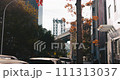 Cinematic view of the beautiful Manhattan Bridge on bright sunny day in autumn 111313037
