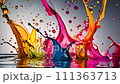 Colorful water splash motion 111363713
