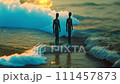 波しぶきと人型シルエット,Generative AIの動画素材 [111457873]