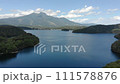 Drone shot of Lake Nojiri in summer 111578876