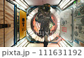 A lone astronaut dashes through a blazing space module, chased by a catastrophic spaceship explosion. The animation is suitable for space travel backgrounds. 111631192