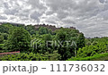 Edinburgh Castle.  A view of Edinburgh Castle from Princes Street Gardens, Edinburgh.  The castle located on Castle Rock dates back  to the 11th century. 111736032