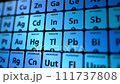 Periodic table of elements, conceptual animation for chemical science 111737808