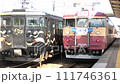 Lineup of the 413 series Toyama Emaki and 455 series sightseeing express trains on the Ainokaze Toyama Railway Line 111746361