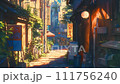 Labyrinth-like sunny back alley - Loop video of anime feng shui color illustrations 111756240