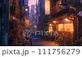 Izakaya in a narrow alley at sunset - Loop video of anime feng shui color illustration 111756279