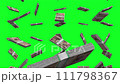 japanese 10000 yen banknotes stacks of money falling on green background 111798367